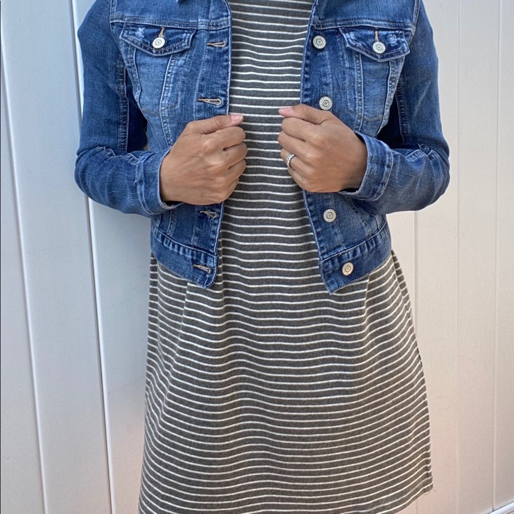 NWT Stripe Tie Sleeve Shirt Dress - Picture 2 of 4